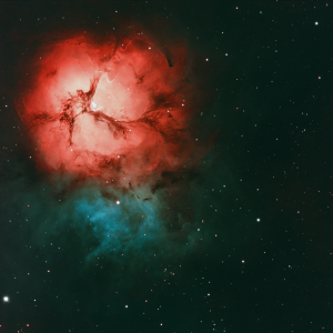 A colourful nebula as seen above <nobr>Pen-y-bryn</nobr> one night